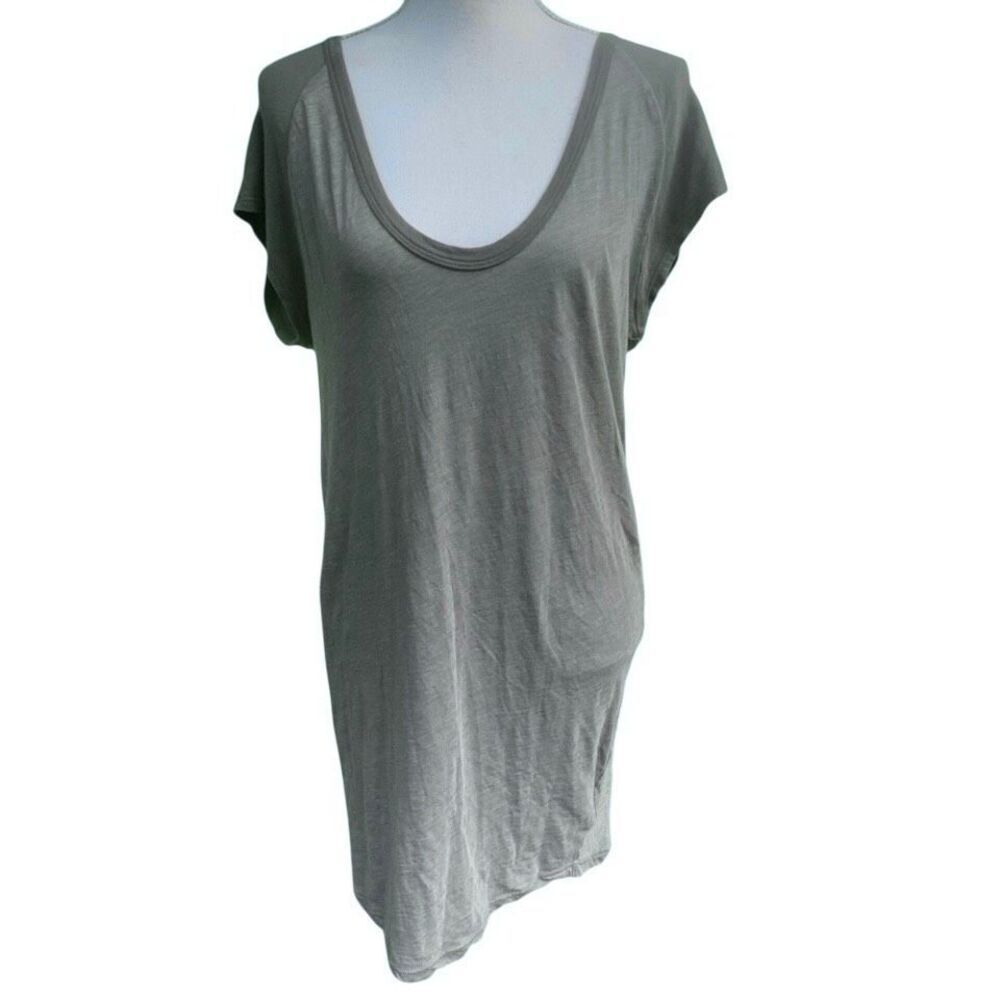 James Perse Scoop Neck Tunic Tee Cotton Gray Women Minimalist Casual Size 2